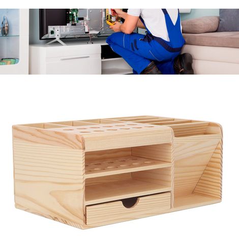 Boîte de rangement fonctionnelle, support de rangement de bureau pour réparation, porte-tournevis, boîte à outils et pièces détachées (1/5)