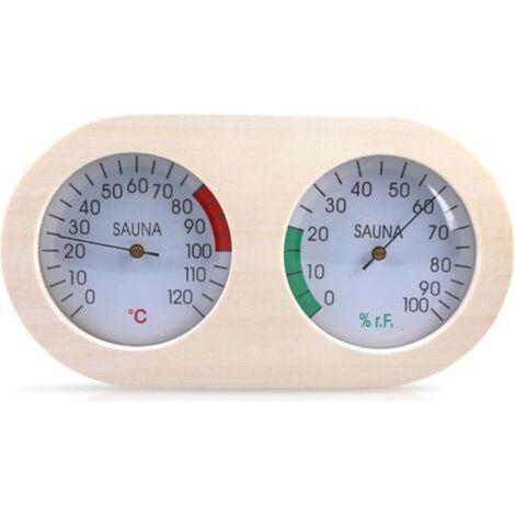Thermomètre de sauna en bois – Hygromètre : station de mesure de sauna, couteau climatique, accessoires de sauna 2 en 1 avec thermomètre, hygromètre, température précise du sauna et hygromètre. (1/5)
