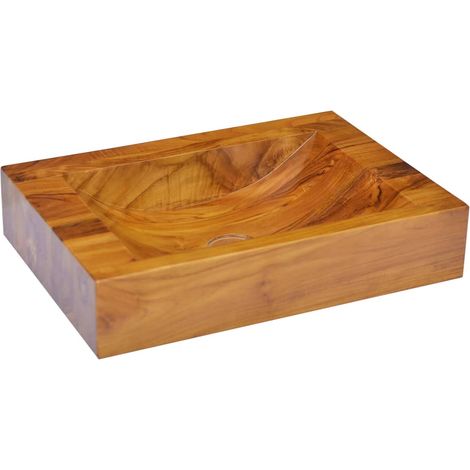 Lavandino da bagno lavabo da appoggio lavabo da bagno lavabo da interno 50 x 35 x 10 cm legno massello di teak 020002873
