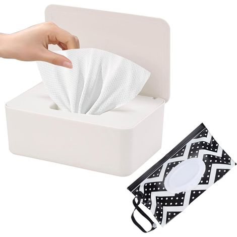 Caja y bolsas para toallitas húmedas para bebé – Plástico PP, tapa hermética, para coche/baño/hogar