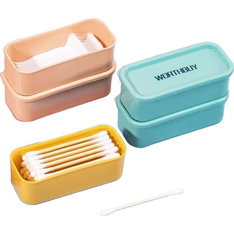3-teilige Wattestäbchenbox, Aufbewahrungsbox, Badezimmer, Ankleidezimmer, Wohnzimmer, Küche, Zahnstocherbox, Medikamentenbox, Ringe, leicht zu transportieren (1/4)