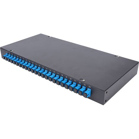 Boîte de terminaison fibre optique 24 cœurs, panneau de brassage 24 ports SC, connecteur adaptateur, rack mural, distribution réseau FTTH. (1/5)