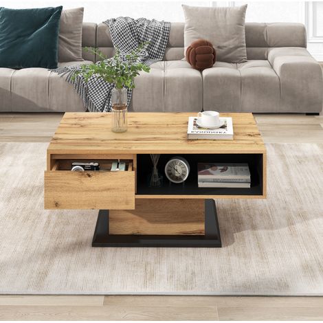 Tisch Wohnzimmertisch Aufbewahrung 100 cm Holz HAVRYA (1/5)