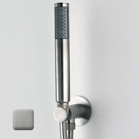 Sortie murale avec support en acier inoxydable Nobu Acier satiné - BOSSINI INC002075 (1/2)