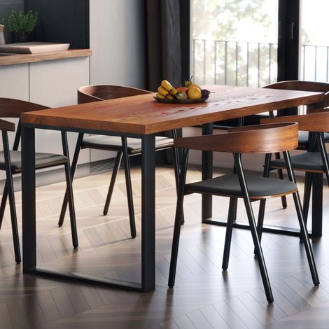 LAMO Manufaktur Esstisch Küchentisch, 140x80x76 cm (AxBxH), Modern, Dunkel / Schwarz, LAG-01-A-004-9005M (1/5)