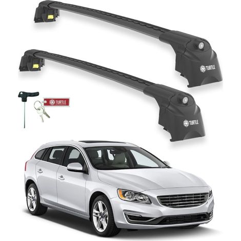 TURTLE kompatibel mit Volvo V60 2011-2018 Dachträger Air2 Schwarz (1/5)