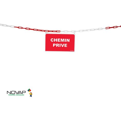Kit de délimitation chaîne 5m rouge/blanc et panneau chemin privé - 1365025 (1/2)