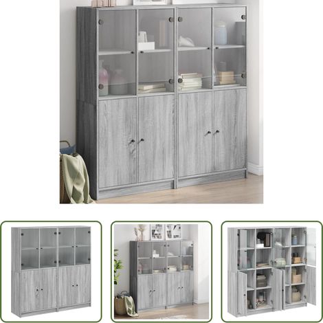 Rangement livres - Bibliothèque avec portes sonoma gris 136x37x142 cm (1/5)