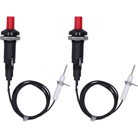 2 pièces allumeur piézoélectrique 1 sortie 2 bouton poussoir avec fil d'aiguille d'allumage 1 mètre allumage piézoélectrique pour cheminée four chauffage cuisine