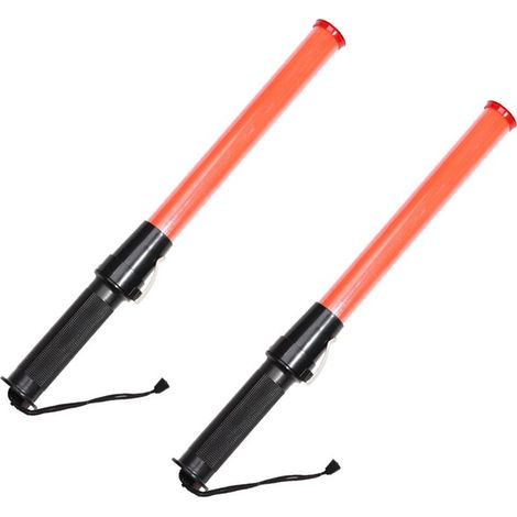 Verkehrsstab - 43 cm - LED-Warnlicht - Zur Verkehrsregelung und Notfall-Evakuierung - 2 Stück (1/5)