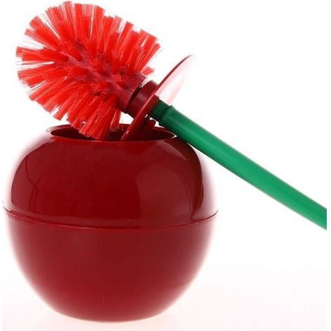 Brosse et Support de Toilette Cerise Brosse de Toilette Plastique Brosse Toilette Cerise Brosse WC Design Original Balayette WC Outil de Nettoyage de Salle de Bain Décoratif (1/5)