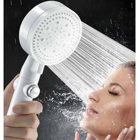 Pommeau de Douche à Haute Pression Blanc économie d'eau, Douchette Douche Salle de Bain Réglable à 6 Modes, Pommeau de Douche Anti Calcaire