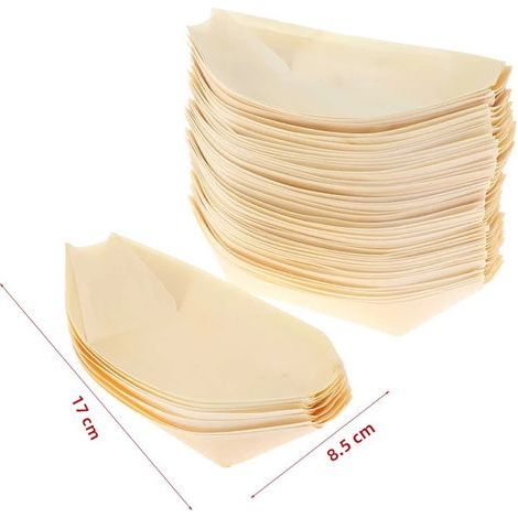 50 Einweg-Sushi-Teller aus Holz, umweltfreundliches Serviergeschirr, 38,1 cm (1/5)