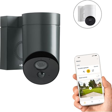 SOMFY 1875326 - Outdoor Camera grise 2 - Caméra de surveillance extérieure wifi