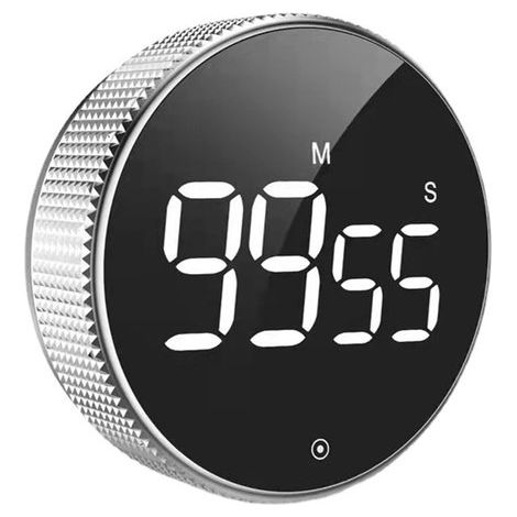Temporizador de cocina digital - Pantalla LED grande - Volumen ajustable y parte trasera magnética - Temporizador de cuenta regresiva para cocinar y hornear - Apto para personas mayores y niños - Gris