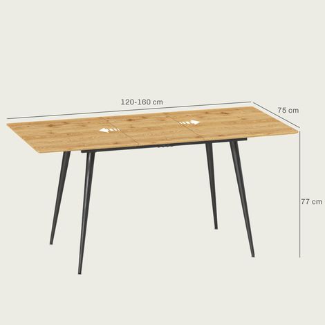 Table de salle à manger extensible, table pouvant accueillir de 6 à 8 personnes, table de cuisine avec pieds en acier massif (1/5)