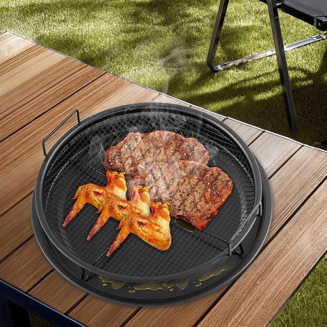 Grille de cuisson en acier au carbone - 33 cm - Revêtement anti-adhésif - Pour la cuisson et le poulet croustillant, les frites (1/5)