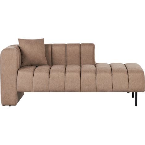 Chaise longue de tela estilo moderno con patas negras y cojín adicional marrón claro izquierdo Lannils
