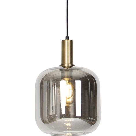 Smart Pendant Lamp Black with Gold and Smoke Glass Incl. Wifi A60 - Zuzanna