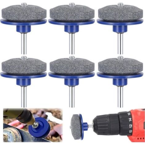 Kit d'affûtage de lames de tondeuse à gazon en 6 pièces, affûteur universel pour lames émoussées, compatible avec toutes les perceuses électriques portatives. (1/4)