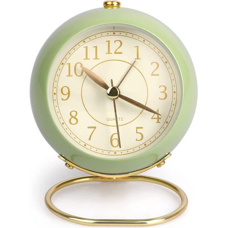 Petite horloge de table, réveil de table classique silencieux, horloge de bureau astronaute à piles pour salon, chambre, table de chevet, décoration intérieure, verte