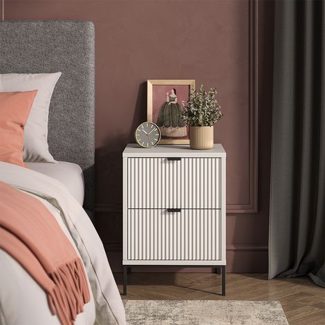 Nachttisch Eliza, Weiß/Schwarz, 40 x 55.4 cm mit 2 Schubladen, Vicco (1/5)