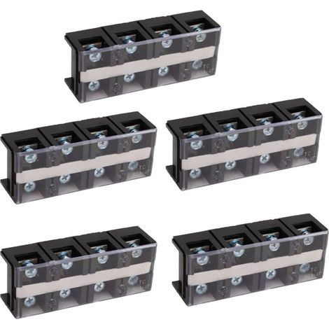 5Pcs Blocs de borniers à vis 60A 4 positions Cuivre Plastique 60A Bornier pour connexion électrique,DUBUNS (1/4)