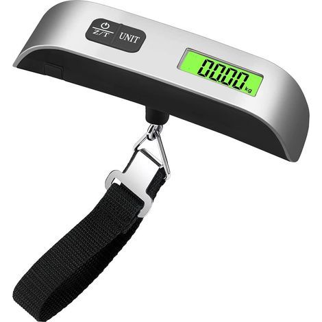 Travel Luggage Scale, Digital Suitcase Scale with Temperature Reading 50kg Capacity (Silver) (1/5)