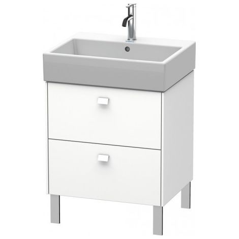 Duravit Meuble sous-lavabo Brioso sur pied 58,4 x 45,9 cm, 2 tiroirs, avec découpe pour siphon et tablier, pour lavabo Vero Air 23506060, Couleur (avant/corps): Décor blanc mat, poignée blanche matte - BR443301818