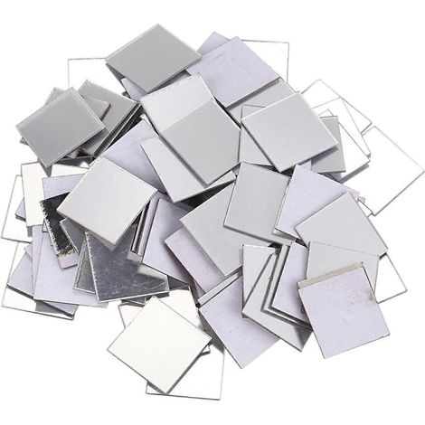 Lot de 100 stickers muraux effet miroir 3D, mosaïque (argent) (1/5)