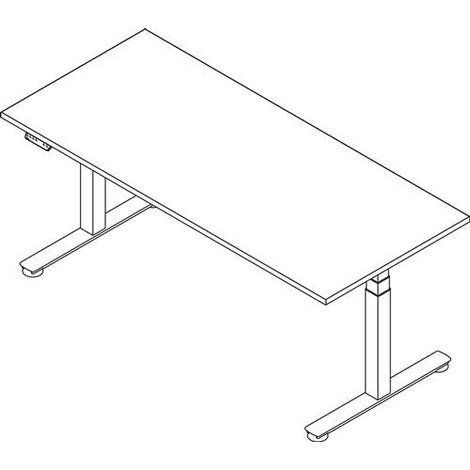 Schreibtisch Teda H630-1270xB1800xT800mm Nussbaumdekor ger.Form elektr.höhenv. (1/2)