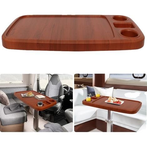 Table de bateau, matériau imperméable, porte-gobelets intégrés, Effet Bois (1/2)