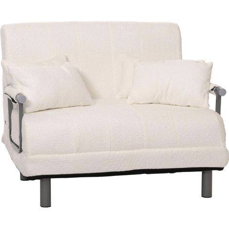 [NON UTILIZZATO] Poltrona letto HHG-695, pieghevole Divano letto, superficie riposo 190x100cm, tessuto bouclé (500g/m²), avorio
