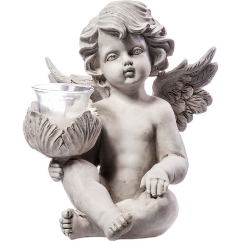 Scultura di angelo bianco con candela (1/5)