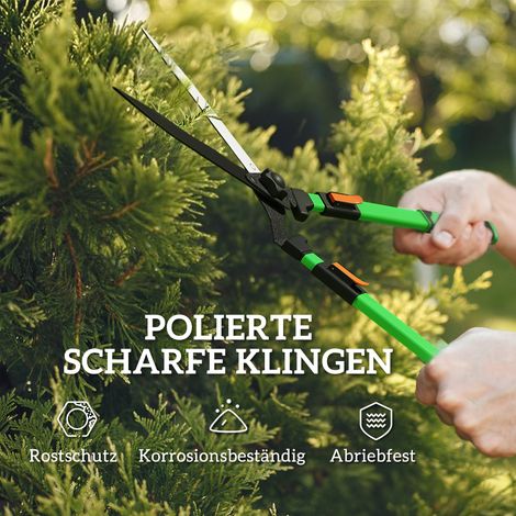 Cisaille de jardin 2 pièces : sécateur à haie, lame 90 cm, coupe-branches lames acier, manche télescopique