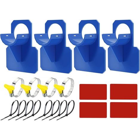 4 Stück blaue Schwimmbadschlauchhalter, Schwimmbadschlauchhalter, Schwimmbadschlauchhalter, mit Durchschlagschutz und Bändern, Schwimmbadzubehör für weniger als 38 mm Durchmesser