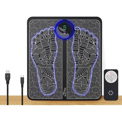 Appareil de massage des pieds EMS - Tapis de massage des pieds. Électrostimulation EMS, 8 modes de massage, 19 niveaux d'intensité, écran LED, télécommande (1/5)