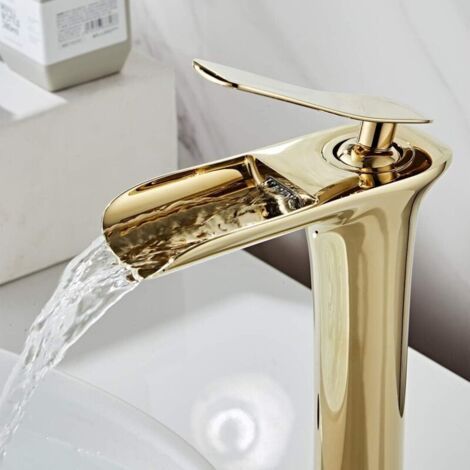 Robinet Salle Bain Cascade Robinet Lavabo Mitigeur Cascade Tobinet Haut Salle Bain Cascade Bassin Tobinet Salle de Bain Doré