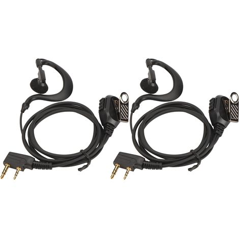 Ensemble de 2 oreillettes radio bidirectionnelles universelles à tête K, 2 broches, finition électroplaquée, avec microphone. (1/5)