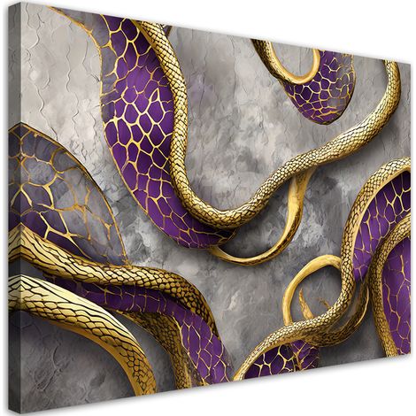 Tableau déco Serpent texture or lilas glamour 90x60 (1/5)