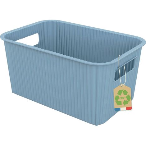 SUNDIS Vibes, cestino portaoggetti in plastica, 4L, Blu artico, con manici, impilabile, ideale per piccoli oggetti e accessori in bagno, camera da letto, cucina o ufficio (1/5)
