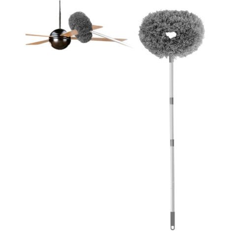 Plumeau de nettoyage pour ventilateur de plafond, 1,44 m,réutilisable, en microfibre, amovible, avec rallonge réglable (Gris) (1/5)