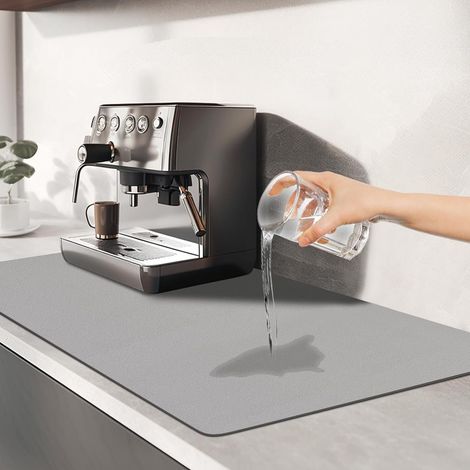 Tapete absorbente para platos, 40 x 30 cm, superabsorbente, antideslizante, para secar platos en encimeras de cocina, cafeterías y bares (gris claro)
