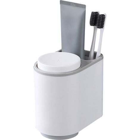 Porte-gobelet de salle de bain magnétique gris, support brosse à dents suspendu par adsorption (1/5)