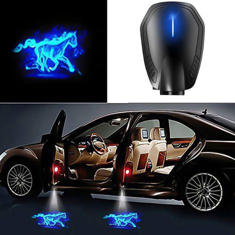 (2 pièces) Lampe de bienvenue LED sans fil rechargeable par USB pour portière de voiture, projecteur laser avec logo, éclairage à induction automatique, éclairage décoratif universel pour portière de (1/4)