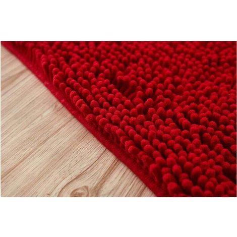 Demi-Cercle Tapis Salle Bain, Doux Absorbant Chenille Tapis De Baignoire Duveteux Antidérapante Tapis Tapis De Bain Demi-Lune pour Baignoire Lavable en Machine -Gros rouge-60 x 90-Fei Yu (1/3)