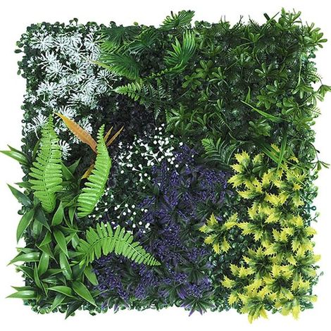 Künstliche Wandpaneele üppige künstliche Efeublätter Formschnitthecke Sichtschutz grüne Grashintergrunddekoration (Abmessungen: 50 x 50 cm/19 7 x (1/4)