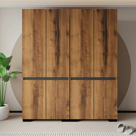 Armoire penderie 8 portes 1 tringle décor noyer et anthracite 180 cm BYRON (1/4)