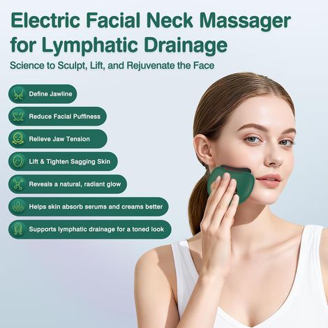 Massaggiatore viso antirughe, massaggiatore elettrico per viso e collo, dispositivo viso EMS Gua Sha, 9 velocità, riscaldamento a 45°C, massaggio antietà per rassodare viso e collo (1/4)