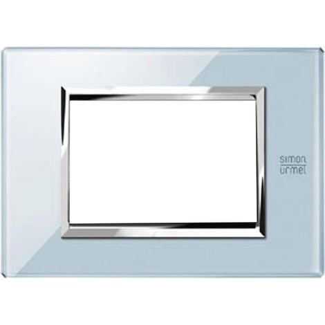 Placca in vetro azzurro cielo, 3 moduli, nea expi urmet 13003.az